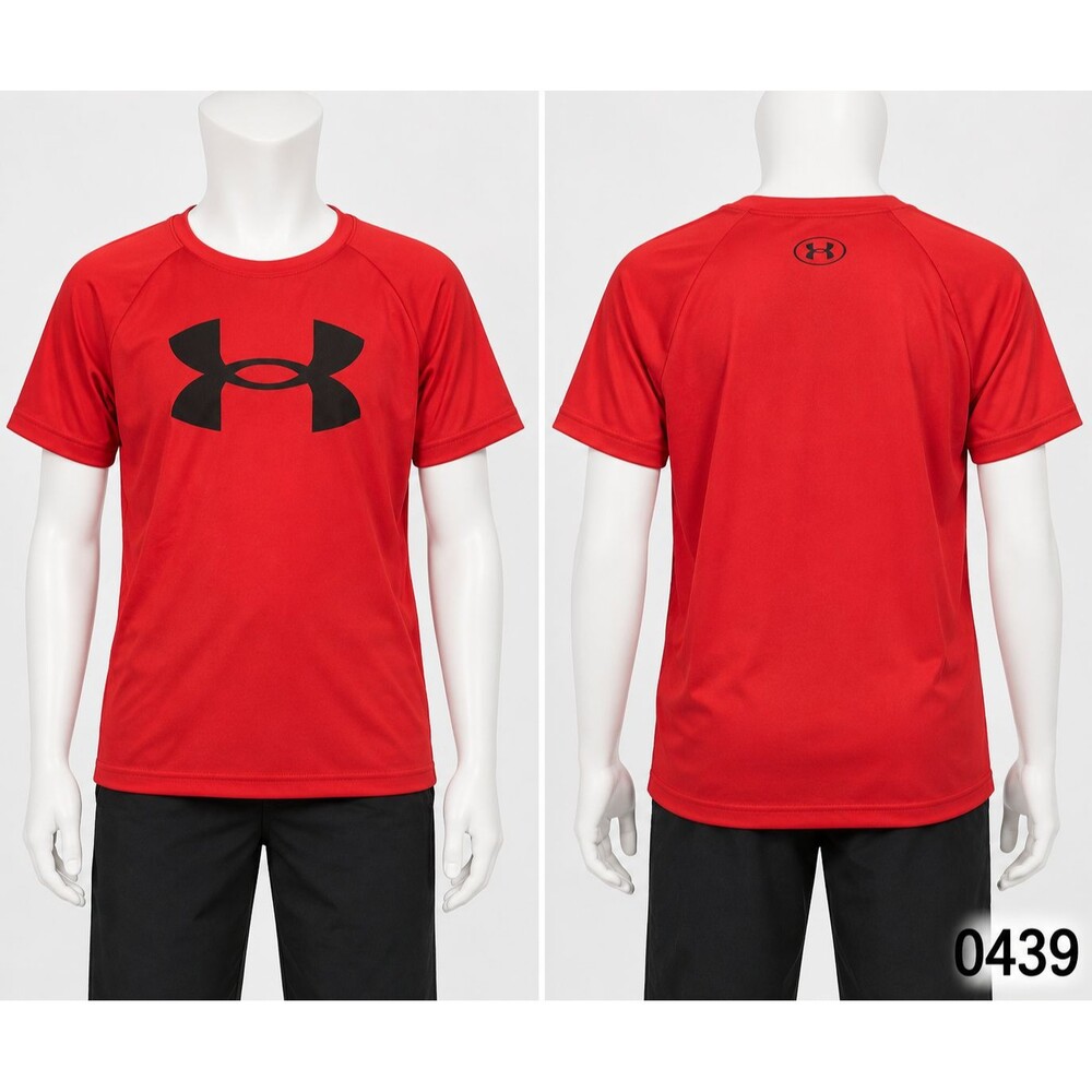 Under Armour Boys Tech Big Logo Short Sleeve Shirt Red Youth Med 10-12 - 0439